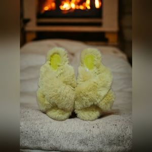 Stars above neon green slippers